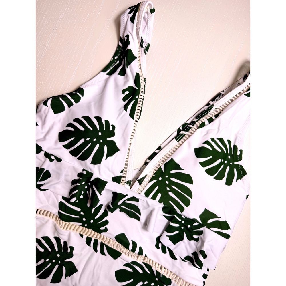CUPSHE Green Tropical Leaf Ruffle One-Piece Swimsuit | NWT - SIZE M‎ - Picture 4 of 9